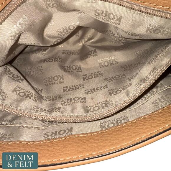 MICHAEL KORS Fulton Pinkish Tan Leather Pebbled Shoulder Bag Gold Chain Strap - Picture 12 of 12